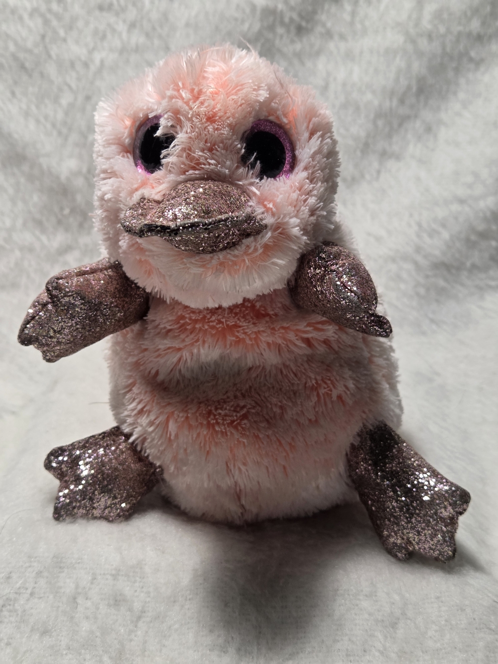 WILMA Ty Beanie Boos Pink Platypus 6" Stuffed Toy Glitter Feet NO HANGTAG